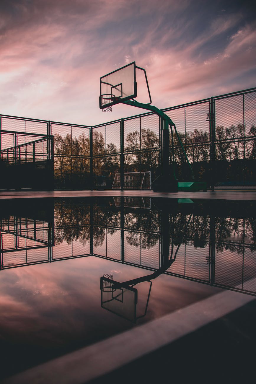 silhouette photo of portable basketball